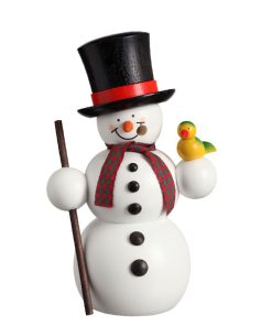 Räucherfigur Schneemann mit Vogel