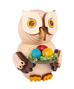 Holzfigur Mini-Eule mit Ostereiern