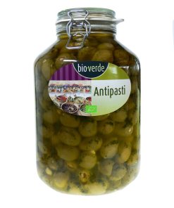 Grüne Oliven mit Mandeln mit frischen Kräutern in Öl 4,75 kg