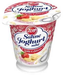 Zott, Sahnejoghurt, Split-Edition, Erdbeersplit, 140 g Becher