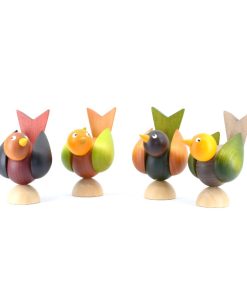 4 Vögel mittel, farbig lasiert