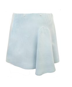 Rock Bio Baumwolle casual lichtblau 3D Rippe asymmetrischer Godet weich Gummibund