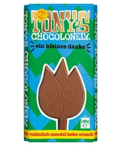 Tony’s Chocolonely, Vollmilchschokolade, 32%, Mandel Keks Stücke, 180 g Tafel