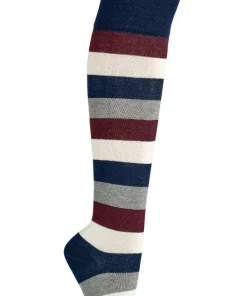 Trendkniestrumpf Streifen Marine, 43-46